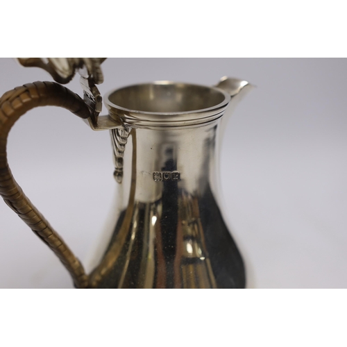 879 - An Edwardian silver baluster hot water pot, London, 1905, height 21cm, gross weight 14.7oz.