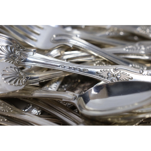 882 - A part canteen of Victorian silver King's pattern flatware by George Adams, comprising twelve table ... 