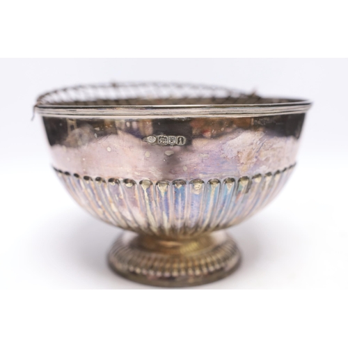 891 - An Edwardian demi-fluted silver rose bowl, William Hutton & Sons, Ltd, London, 1904, diameter 20.9cm... 