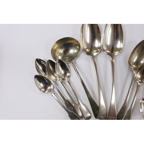 899 - Fourteen assorted 19th century silver spoons, including table, tea and condiment and part of another... 