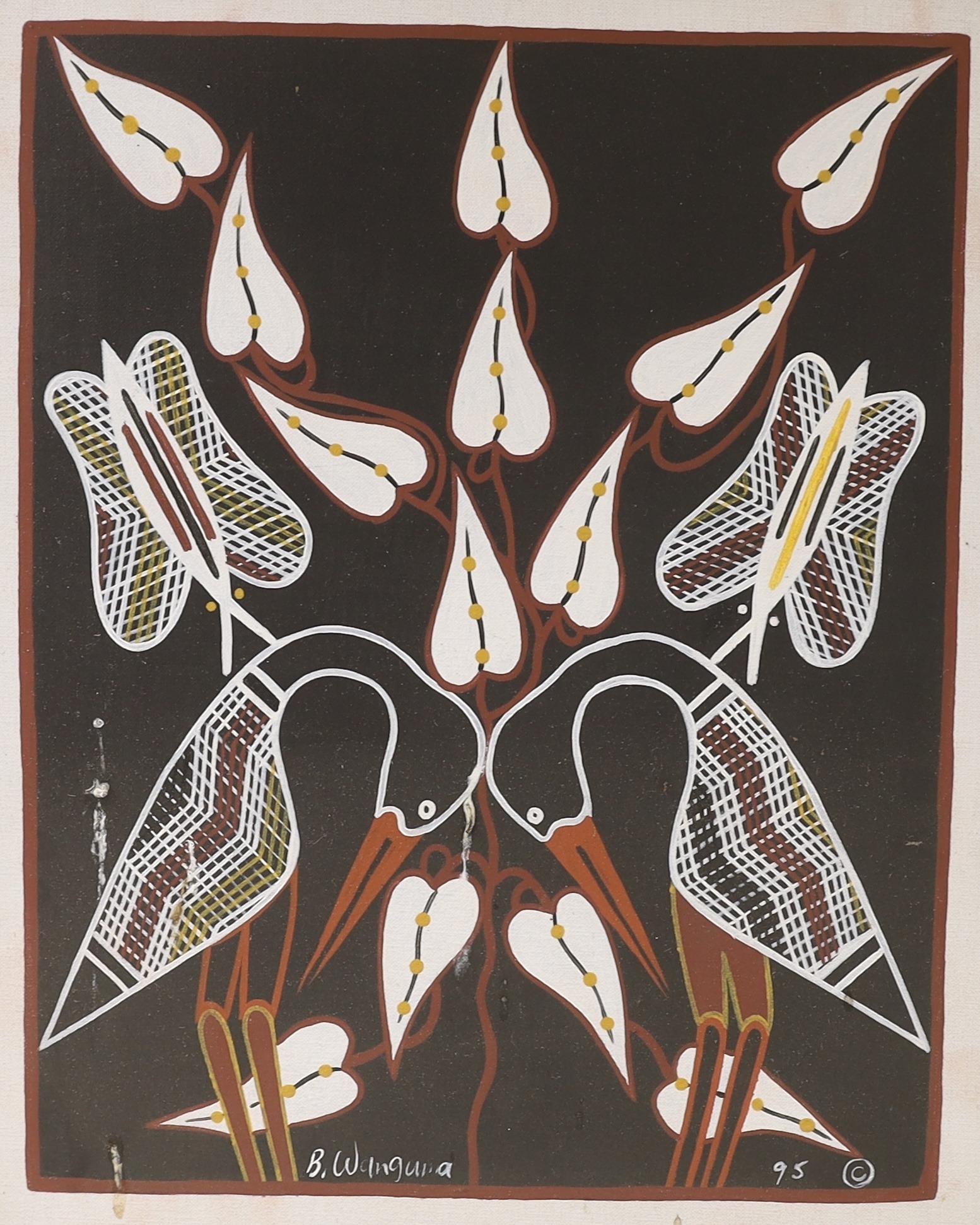 Bruce Wangurra (Aboriginal b.1953), acrylic and mixed media on canvas ...