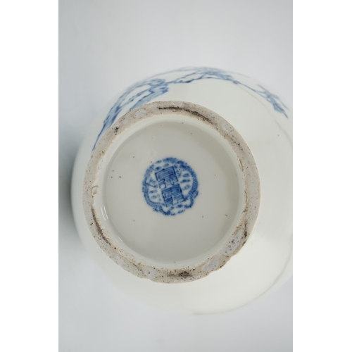 105 - A large Chinese blue and white ovoid vase, early 20th century, painted with a woman and child at a w... 