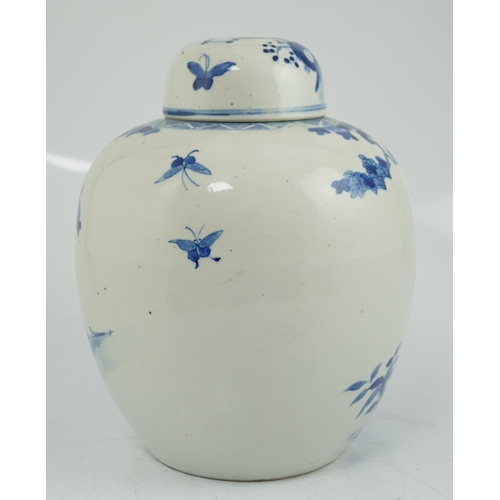 106 - A large Chinese blue and white Romance of the Western chamber ovoid jar and cover, Kangxi mark, bu... 