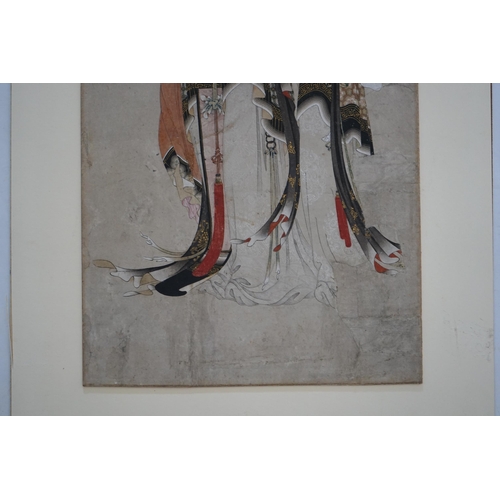 156 - Chinese School, Yongzheng period (1723-35), watercolour on paper, two court ladies, two collector's ... 