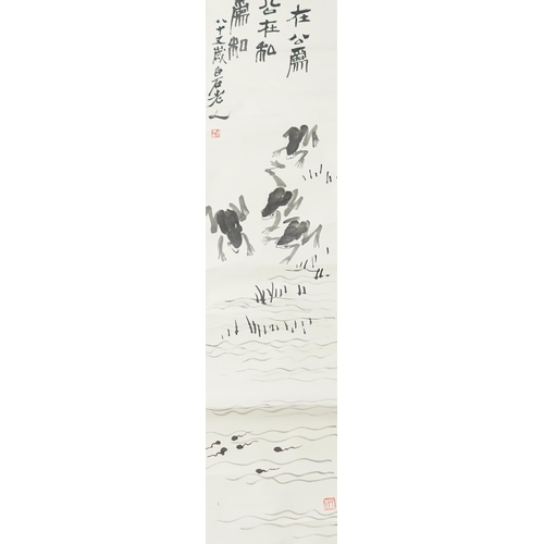 159 - Three Chinese scroll paintings, 19th/20th century, largest 163.5cm x 44cm