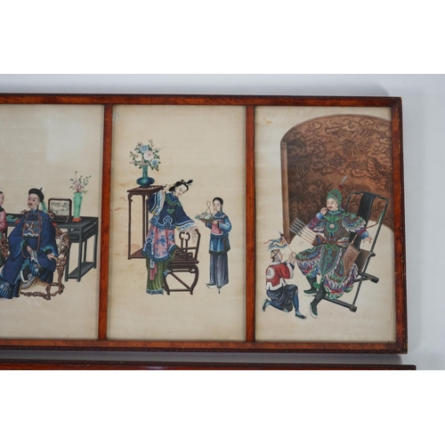 160 - A set of eight Chinese pith paintings of an emperor and empress, court dignitaries and attendants, m... 