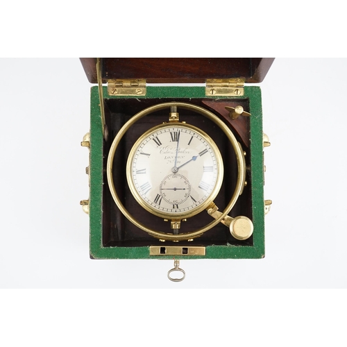 165 - Edward Baker of London, a Victorian one day marine chronometer in brass mounted mahogany case, with ... 