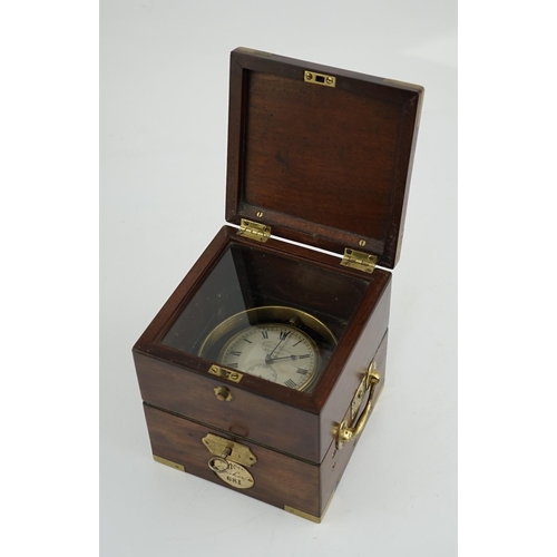 165 - Edward Baker of London, a Victorian one day marine chronometer in brass mounted mahogany case, with ... 