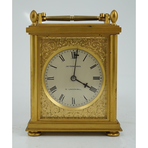 166 - James Gowland of London, a rare mid 19th century giant gilt bronze single fuseé carriage timepiece, ... 