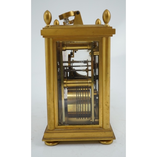 166 - James Gowland of London, a rare mid 19th century giant gilt bronze single fuseé carriage timepiece, ... 