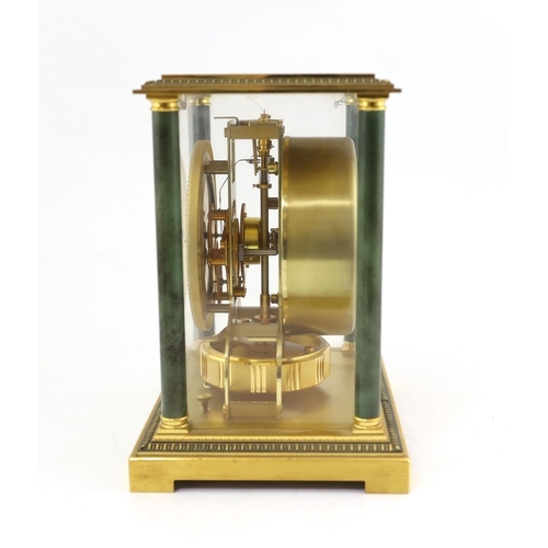 175 - A Jaeger le Coultre Atmos clock with lacquered brass and simulated marble column case, 21cm wide, 16... 