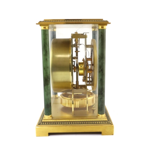 175 - A Jaeger le Coultre Atmos clock with lacquered brass and simulated marble column case, 21cm wide, 16... 