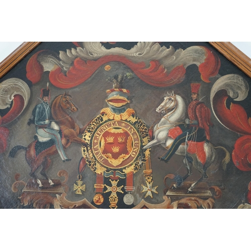 20 - A William IV oil on canvas hatchment, bearing the arms of Sir Colquhoun Grant (1772-1835), 159 x 159... 