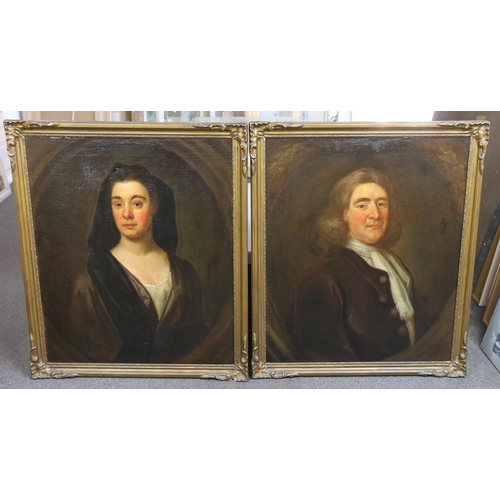 228 - Early 18th century Continental School Portraits of a lady and gentleman,oil on canvas, a pair77 x 64... 