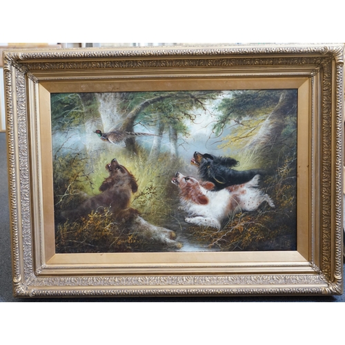 235 - George Armfield (British, 1810-1893) Spaniels and game in a woodlandoil on canvassigned50 x 75cm... 