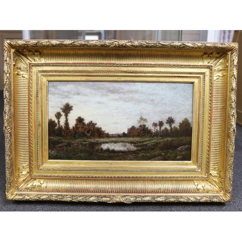 237 - Theodore Rousseau (French, 1812-1867) Paysage à la Mare c.1845-50oil on wooden panelsigned23 x 43cm... 