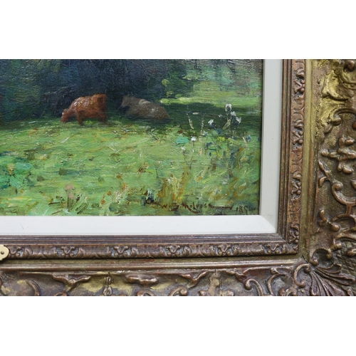 239 - Walter Brodie Melrose (19th C.) 'Cattle by a stream, 1894'oil on canvassigned and dated 189429 x 44c... 