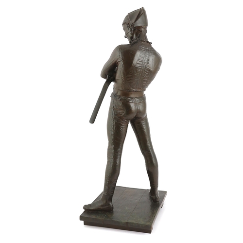 25 - Charles Rene de St Marceaux (French, 1845-1915), a bronze figure of Harlequin standing with arms cro... 