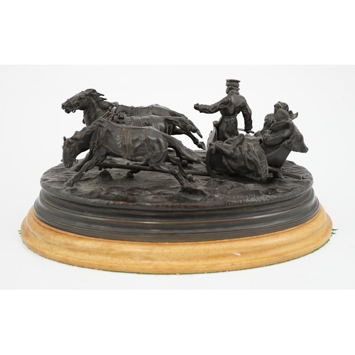 27 - Vasily Grachev (Russian 1831-1905), a 19th century bronze group of three figures in a troika being p... 