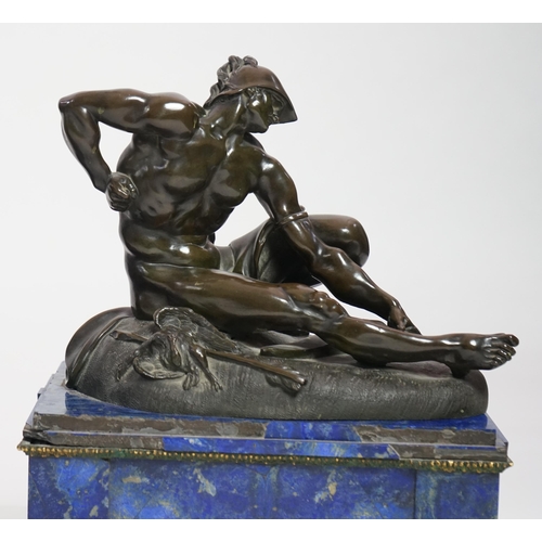 28 - After the antique, a pair of late 18th/early 19th century Grand Tour souvenir bronze figures of seat... 