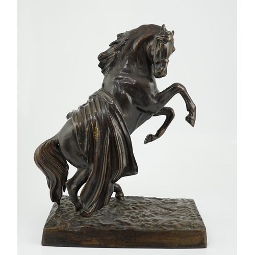 29 - Jakob Freiherr Clodt von Jürgensburg (Russian, 1805-1867), a bronze of a rearing horse, signed in th... 