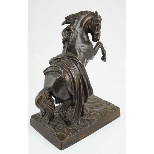 29 - Jakob Freiherr Clodt von Jürgensburg (Russian, 1805-1867), a bronze of a rearing horse, signed in th... 