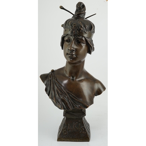 31 - Georges Charles Coudray (1862-1932), a French bronze bust of 'Bakie', stamped on the base C.H. Gauti... 