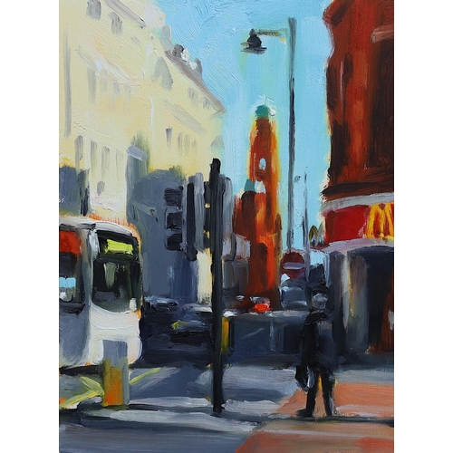 397 - Liam Spencer (British, b.1964) 'Oxford Street No.1'oil on boardmonogrammed verso and dated 201020 x ... 