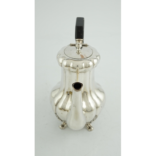 436 - A mid 19th century Russian 84 zolotnik silver baluster coffee pot, with fluted decoration, unknown a... 