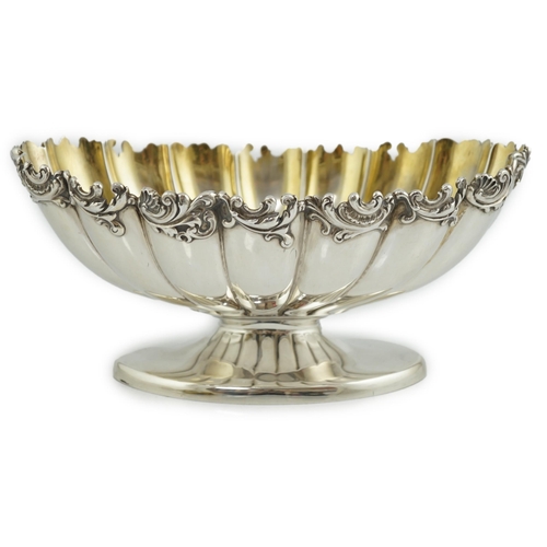 463 - A late 19th century American sterling silver oval pedestal bowl, by Gorham Manufacturing Co, with sc... 