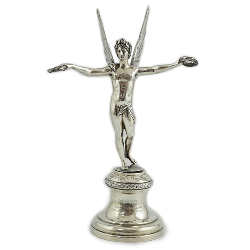 472 - A George V silver presentation swimming trophy, 'The Rose Viner Trophy', by Viners Ltd, modelled as ... 