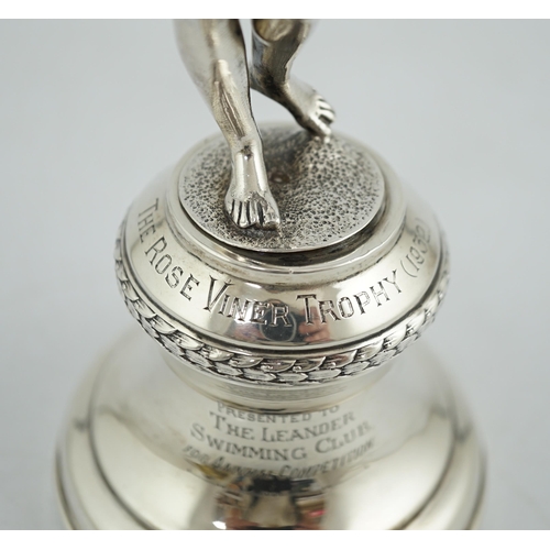 472 - A George V silver presentation swimming trophy, 'The Rose Viner Trophy', by Viners Ltd, modelled as ... 