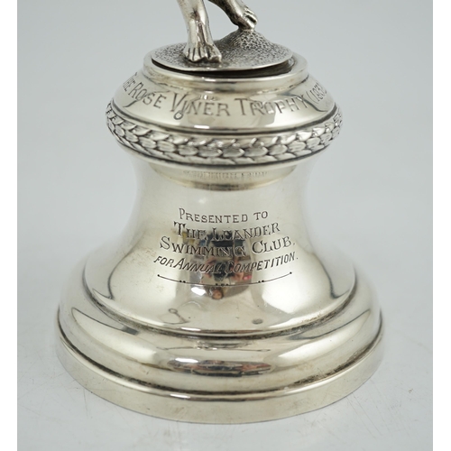 472 - A George V silver presentation swimming trophy, 'The Rose Viner Trophy', by Viners Ltd, modelled as ... 