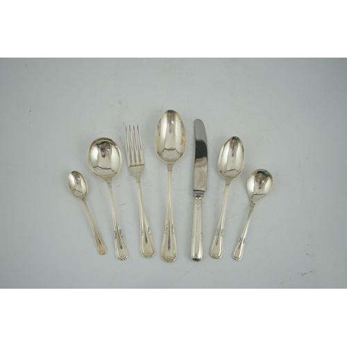 479 - An Elizabeth II canteen of silver cutlery for six, by Walker & Hall, comprising six each of the foll... 