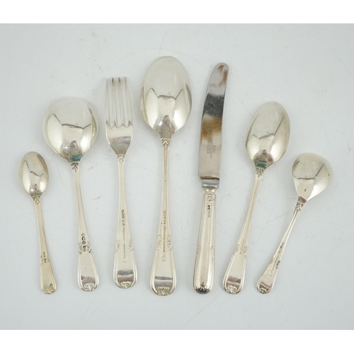 479 - An Elizabeth II canteen of silver cutlery for six, by Walker & Hall, comprising six each of the foll... 