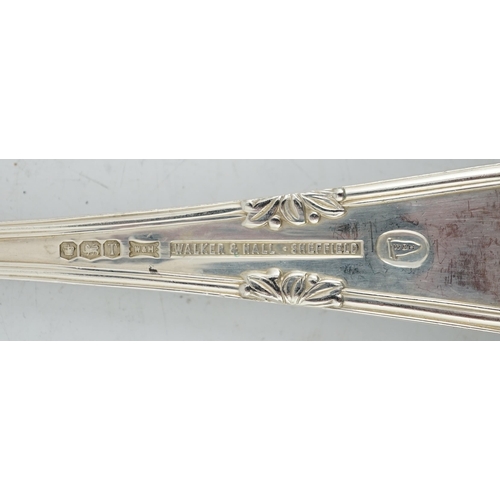 479 - An Elizabeth II canteen of silver cutlery for six, by Walker & Hall, comprising six each of the foll... 