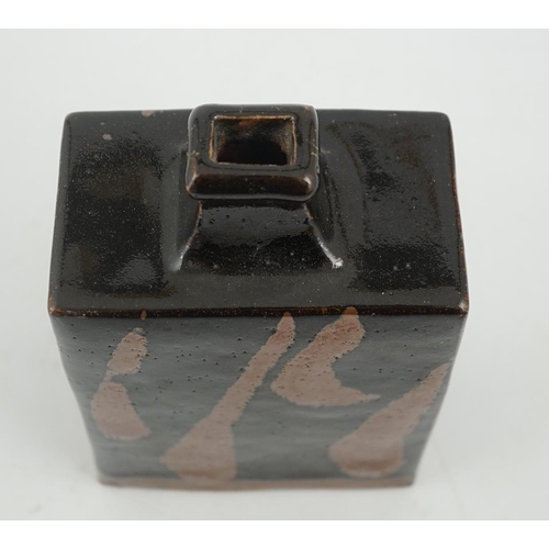 55 - Attributed to Shoji Hamada (1894-1978), a tenmoku glazed bottle vase, of rectangular shouldered form... 