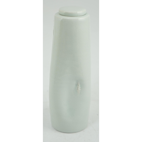 56 - § § Edmund de Waal (b.1964), a tall, dimpled porcelain jar and cover, 1993, covered in a pale celado... 