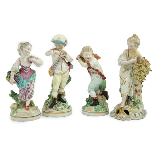 62 - A composed set of four Derby figures emblematic of the Seasons, late 18th century, modelled by Pierr... 