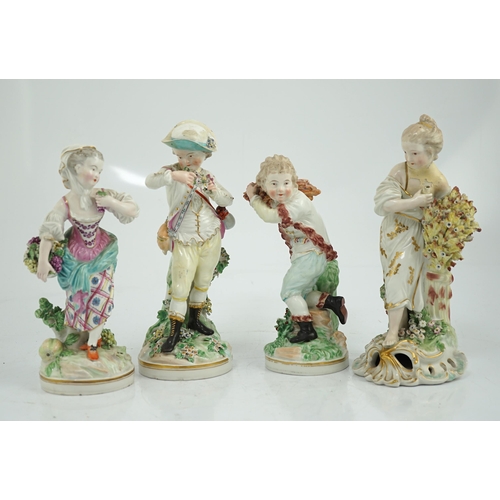 62 - A composed set of four Derby figures emblematic of the Seasons, late 18th century, modelled by Pierr... 