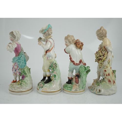 62 - A composed set of four Derby figures emblematic of the Seasons, late 18th century, modelled by Pierr... 
