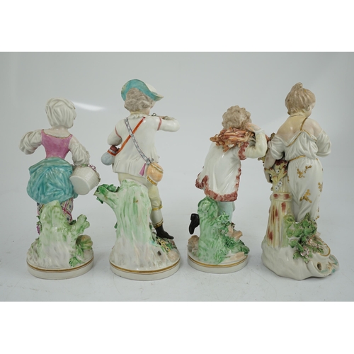 62 - A composed set of four Derby figures emblematic of the Seasons, late 18th century, modelled by Pierr... 