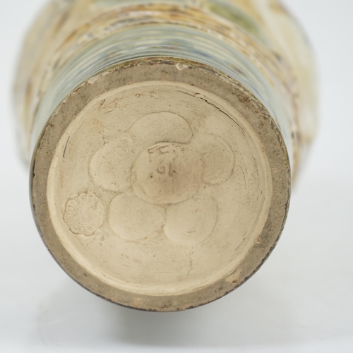 65 - Francis Pope for Doulton Lambeth, a stoneware vase decorated with stylised lotus flowers, petal moul... 