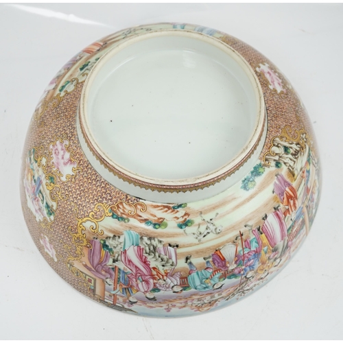 73 - A large Chinese famille rose punch bowl, Qianlong period, the interior painted with fruit and peonie... 