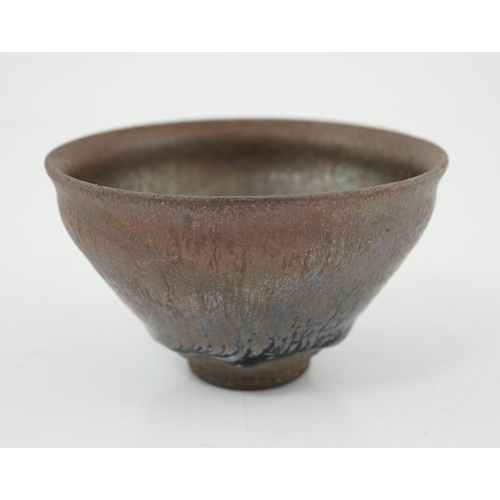 79 - A Chinese 'hares fur' pottery bowl, Song Dynasty with a thick glaze pooling above the unglazed base,... 