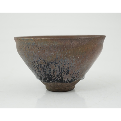 79 - A Chinese 'hares fur' pottery bowl, Song Dynasty with a thick glaze pooling above the unglazed base,... 