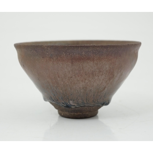 79 - A Chinese 'hares fur' pottery bowl, Song Dynasty with a thick glaze pooling above the unglazed base,... 