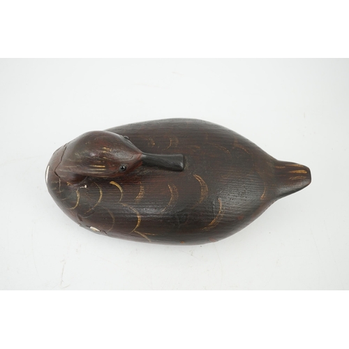 8 - Guy Taplin (British, b.1939), a carved and painted oak model of a duck with glass inset eyes, 27cm l... 