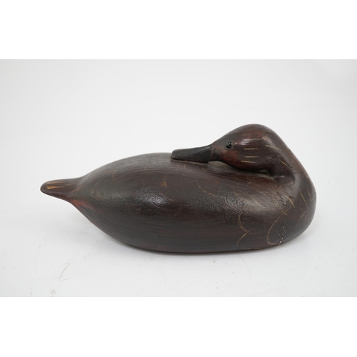 8 - Guy Taplin (British, b.1939), a carved and painted oak model of a duck with glass inset eyes, 27cm l... 