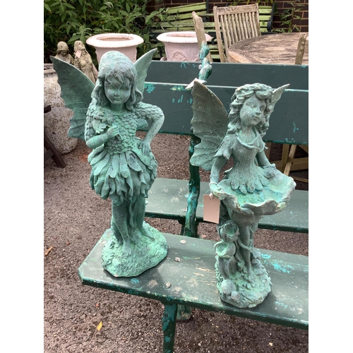 1006 - Two cast iron fairy garden ornaments, larger height 54cm. Condition - good